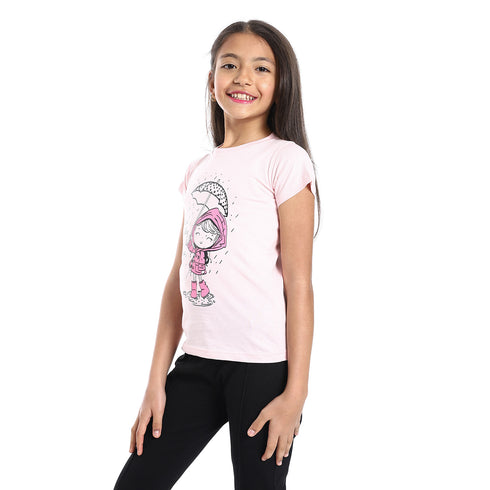 Diadora Girls Cotton Printed T-Shirt