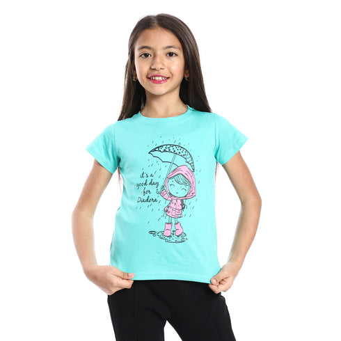 Diadora Girls Cotton Printed T-Shirt