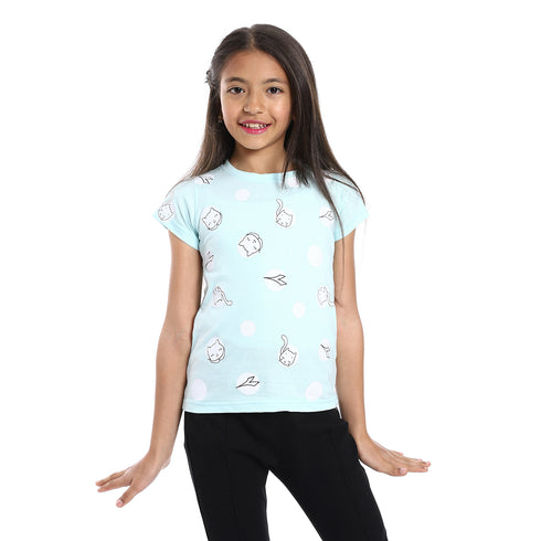 Diadora Girls Cotton Printed T-Shirt