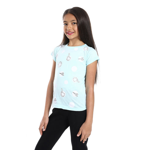 Diadora Girls Cotton Printed T-Shirt