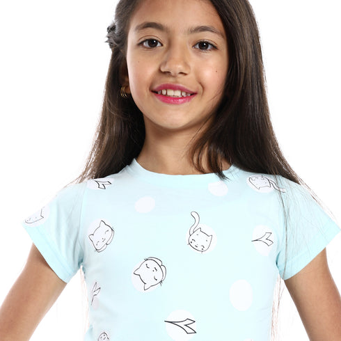 Diadora Girls Cotton Printed T-Shirt